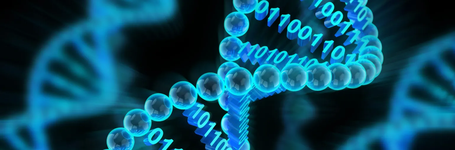 DNA strand with binary code