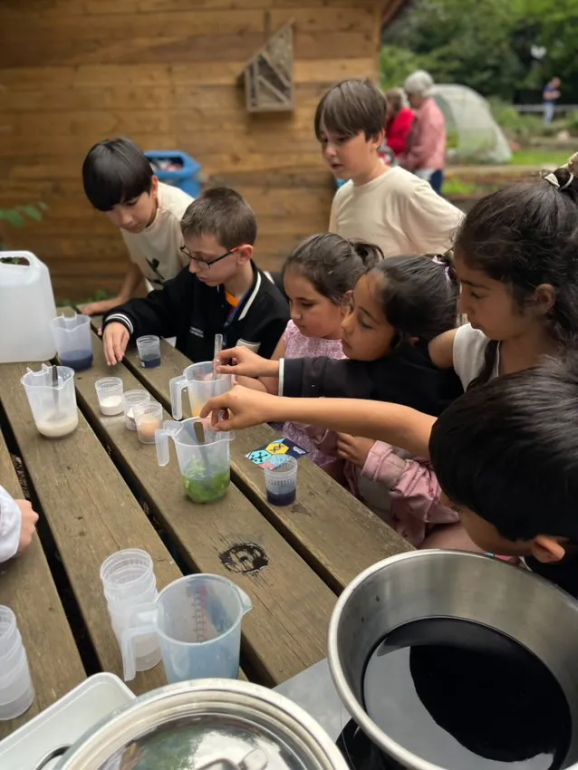 Kids doing a science experiment